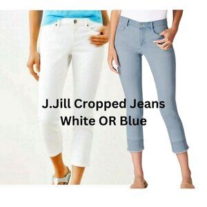 J. Jill Set Of Jeans Authentic Fit Cropped White & Blue 2P O-1345